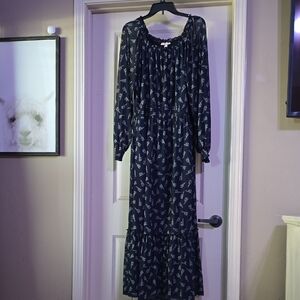 Elegant Blue Patterned Women's Dress